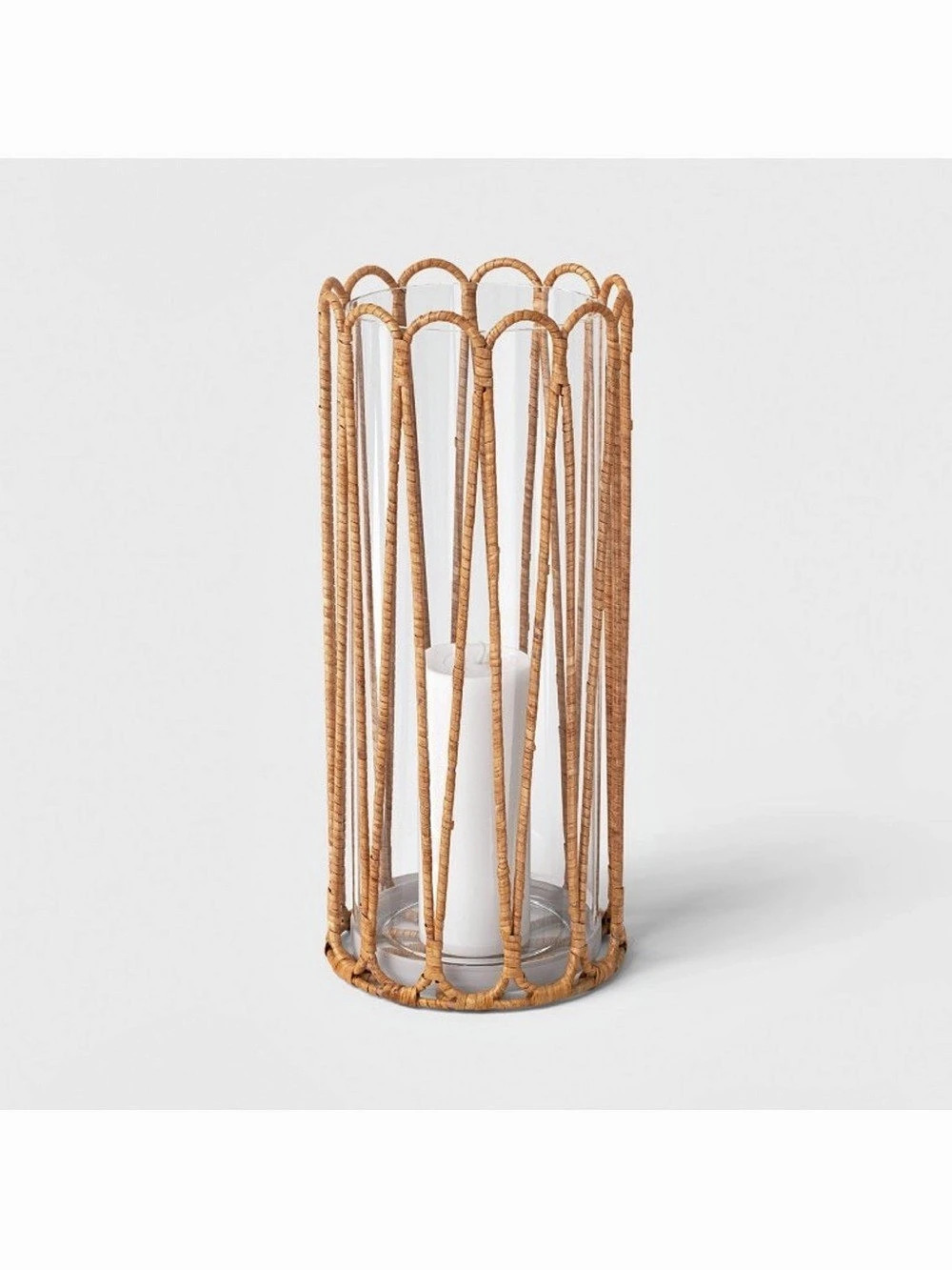 Threshold Rattan Wrapped Hurricane Candle Lantern , Large Size - Picture 2 of 9